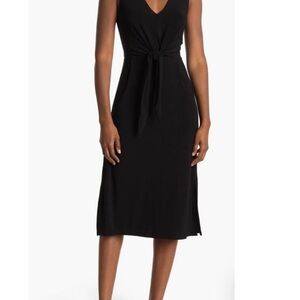 Vince Camuto Black Tie-Front Midi Dress